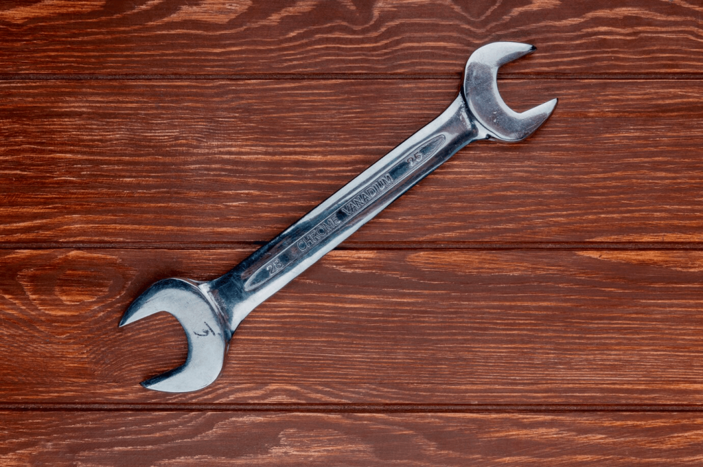 A wrench is another helpful tool for tightening bolts and nuts