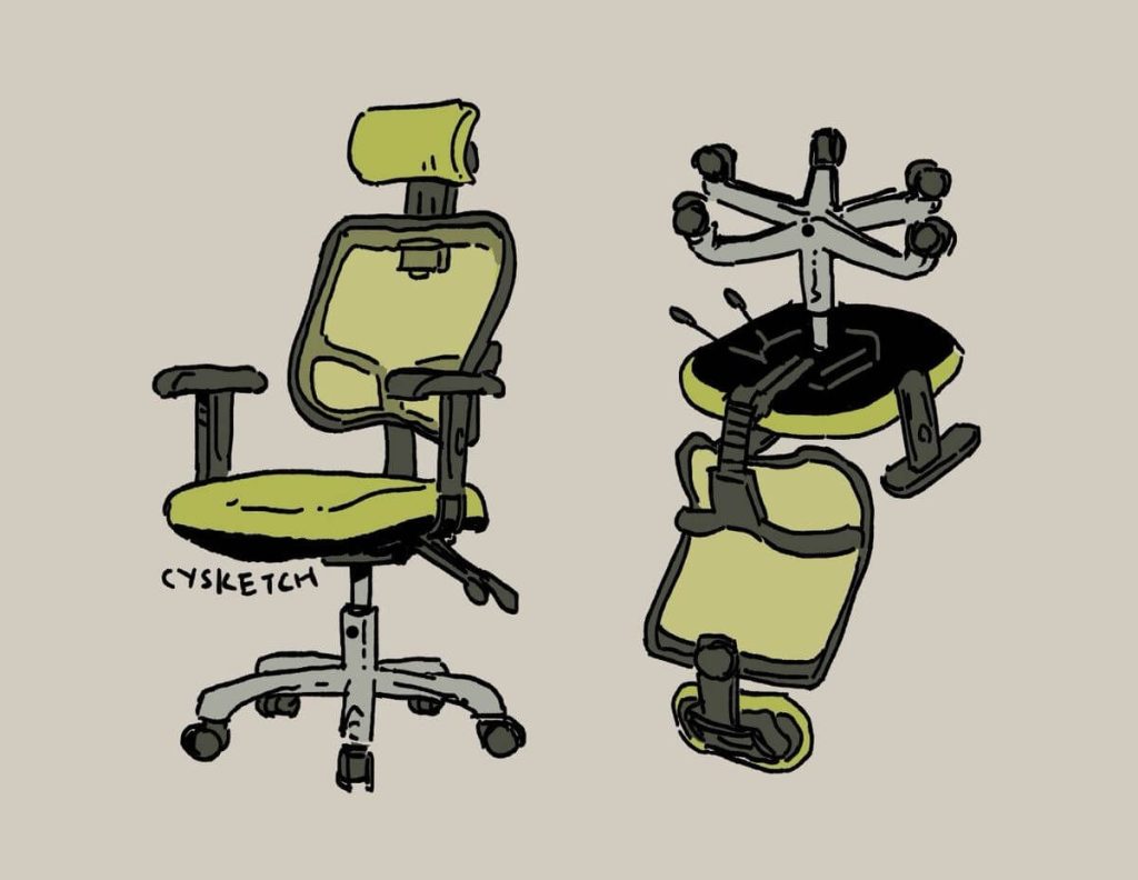 The chair upside down