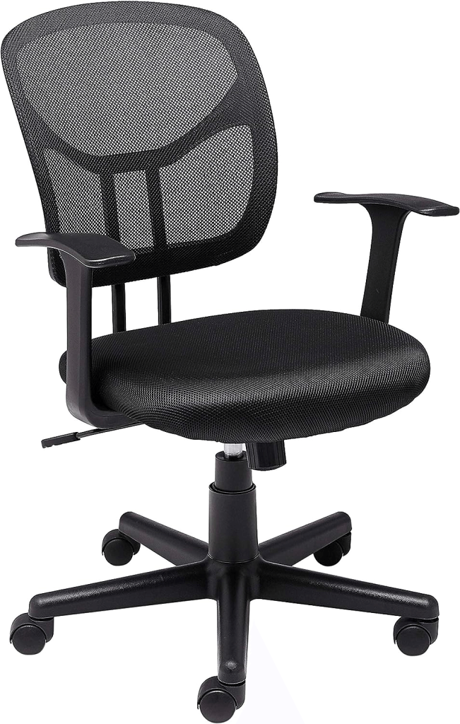 Amazon Basic Mesh, Mid-Back, Adjustable, Swivel Office Desk Chair With Armrests