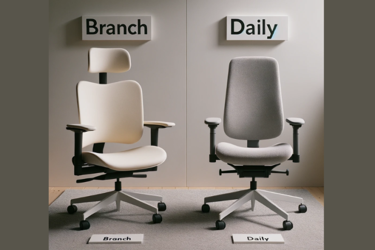 Branch Ergonomic Chair on the left and a Daily Chair on the right