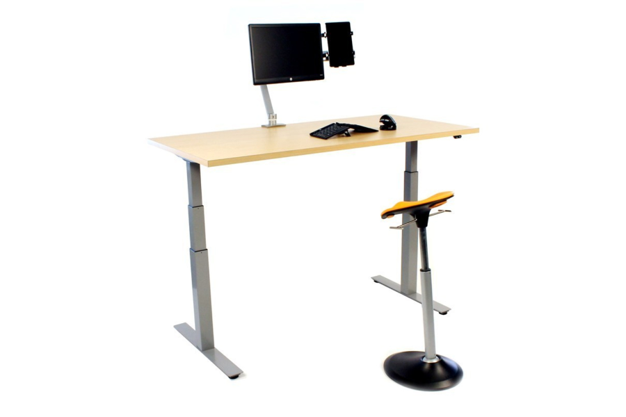 UpriseDesk with Laminate Table Top and Mobis Stool